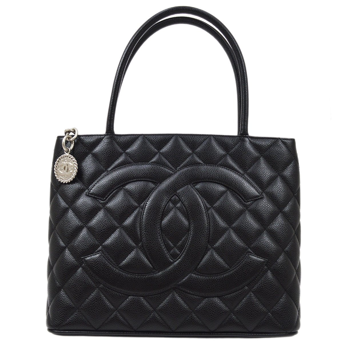 CHANEL 2000-2001 Black Caviar Medallion Tote 91352