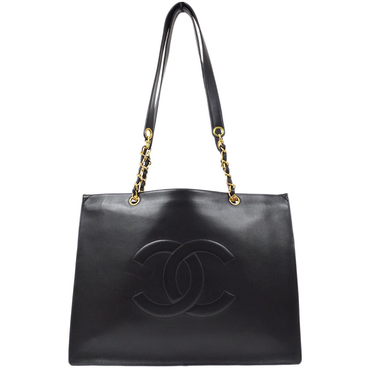 CHANEL 1996-1997 Black Lambskin XL Tote Bag 71230