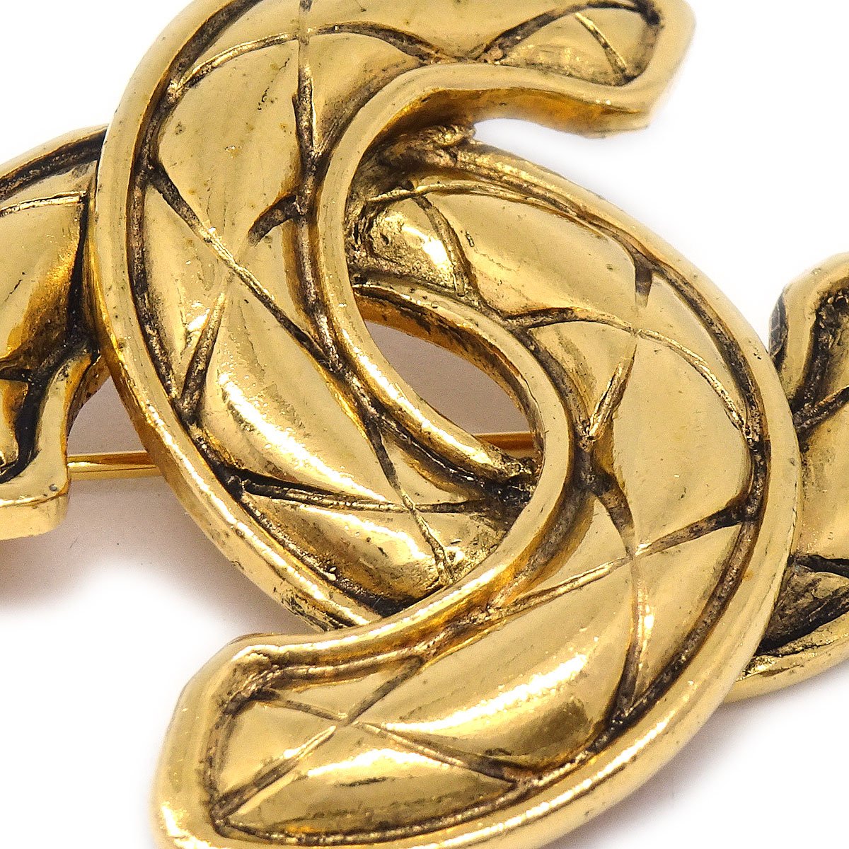 CHANEL Quilted Brooch Gold 1153 83931