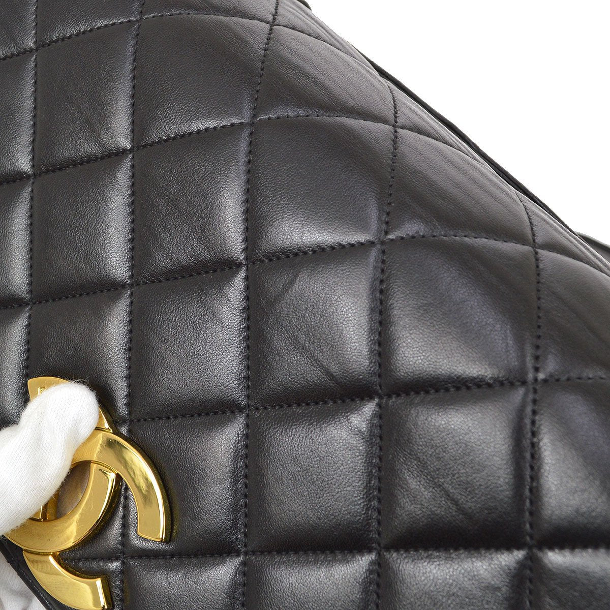 CHANEL★ 1994-1996 Black Lambskin Straight Flap 83888