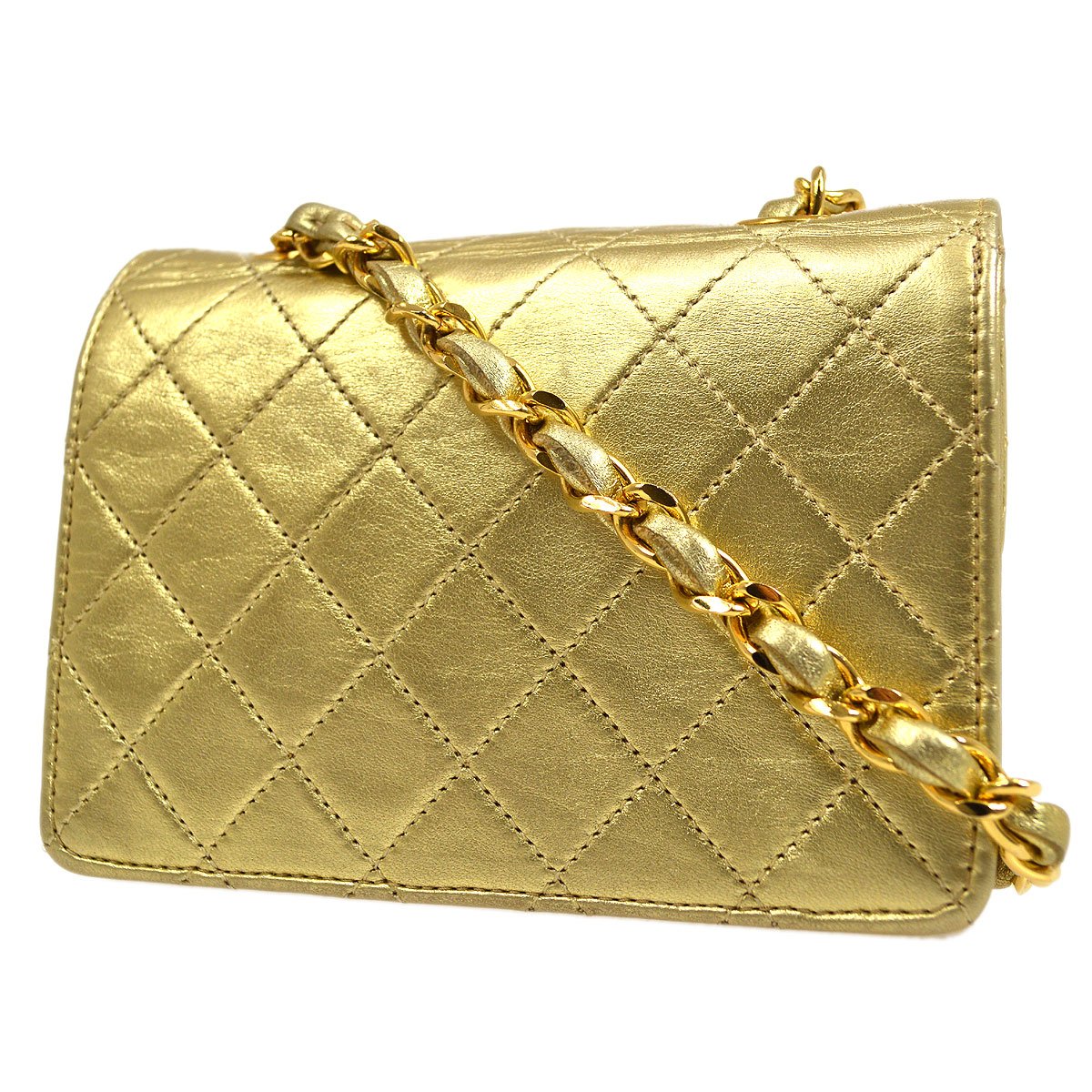 CHANEL Single Chain Mini Shoulder Bag Gold Lambskin A43855h