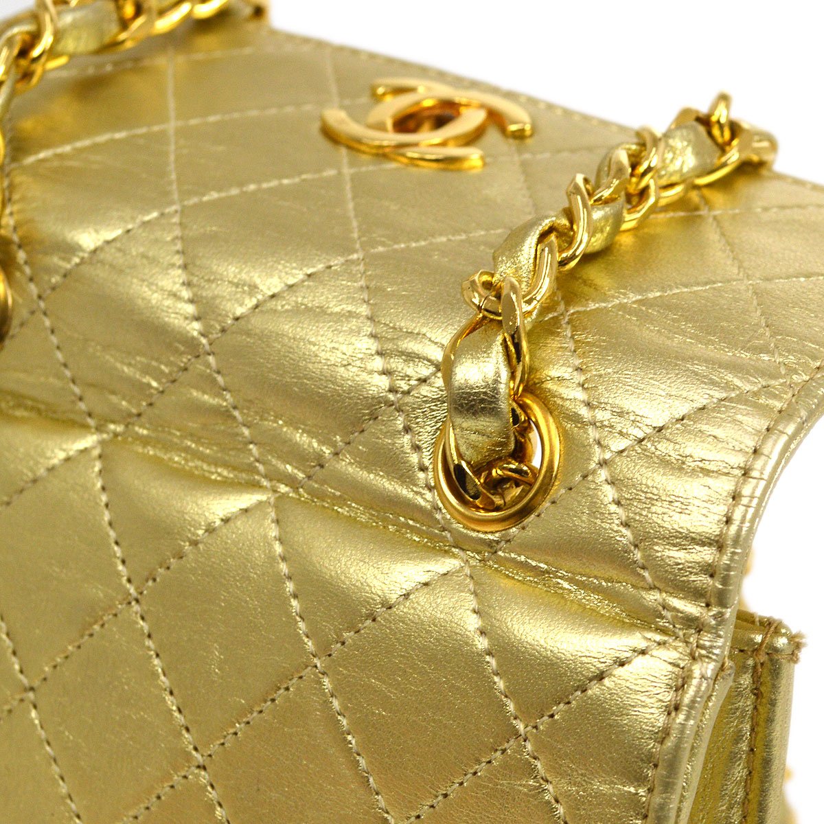 CHANEL Single Chain Mini Shoulder Bag Gold Lambskin A43855h