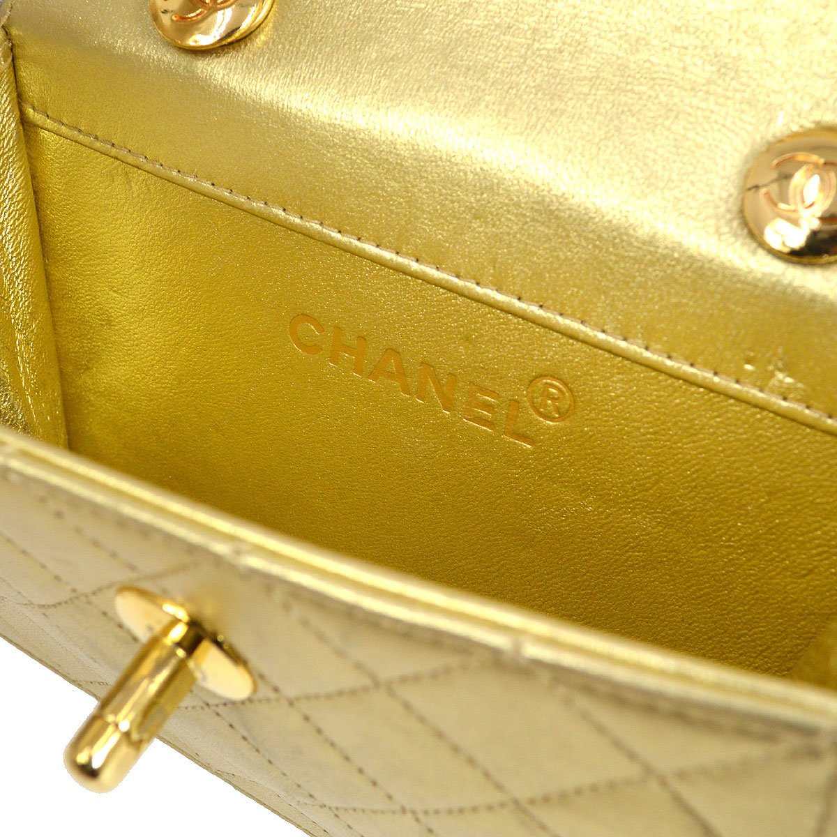 CHANEL Single Chain Mini Shoulder Bag Gold Lambskin A43855h