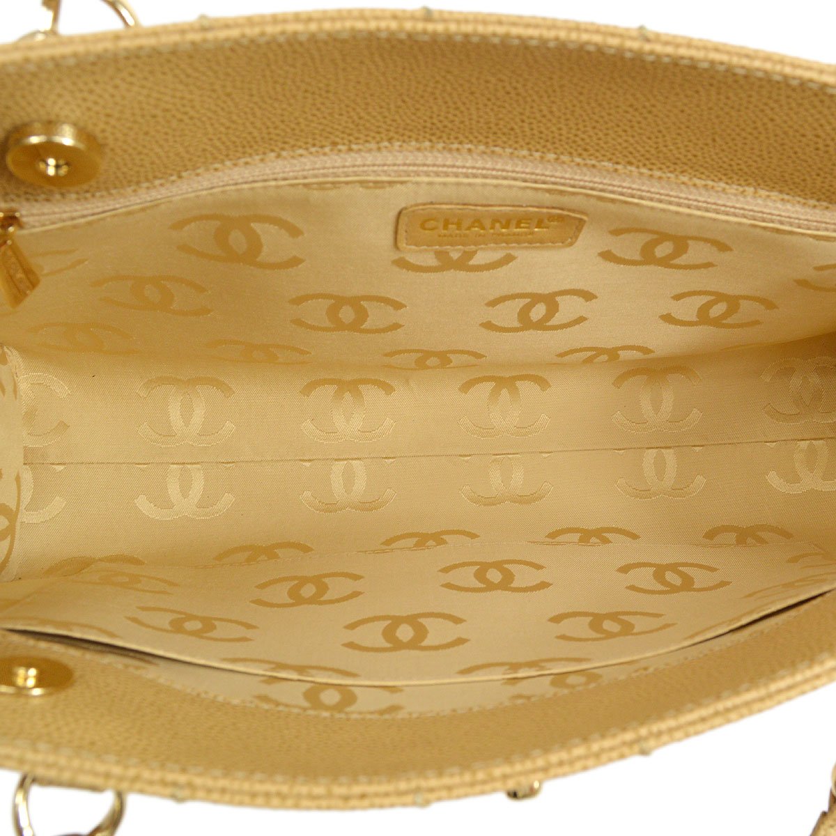 CHANEL 2001-2003 Beige Caviar Wild Stitch Tote 51051