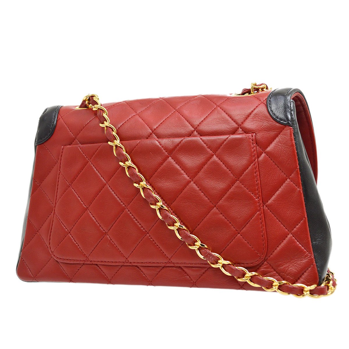 CHANEL Single Chain Shoulder Bag Bi-Color Red a43939i