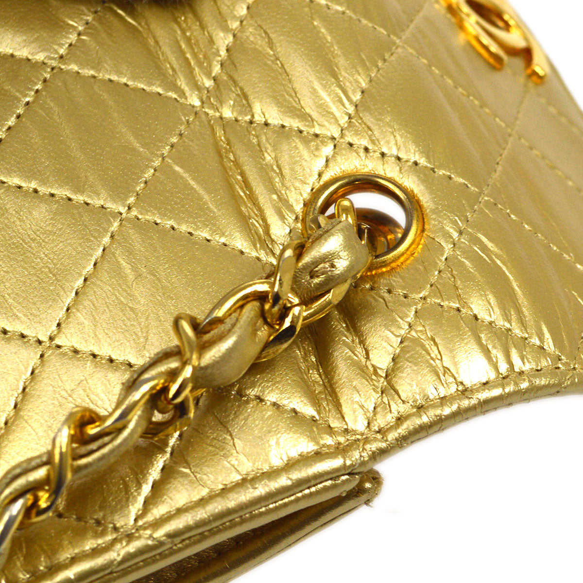 CHANEL Single Chain Mini Shoulder Bag Gold Lambskin A43855i