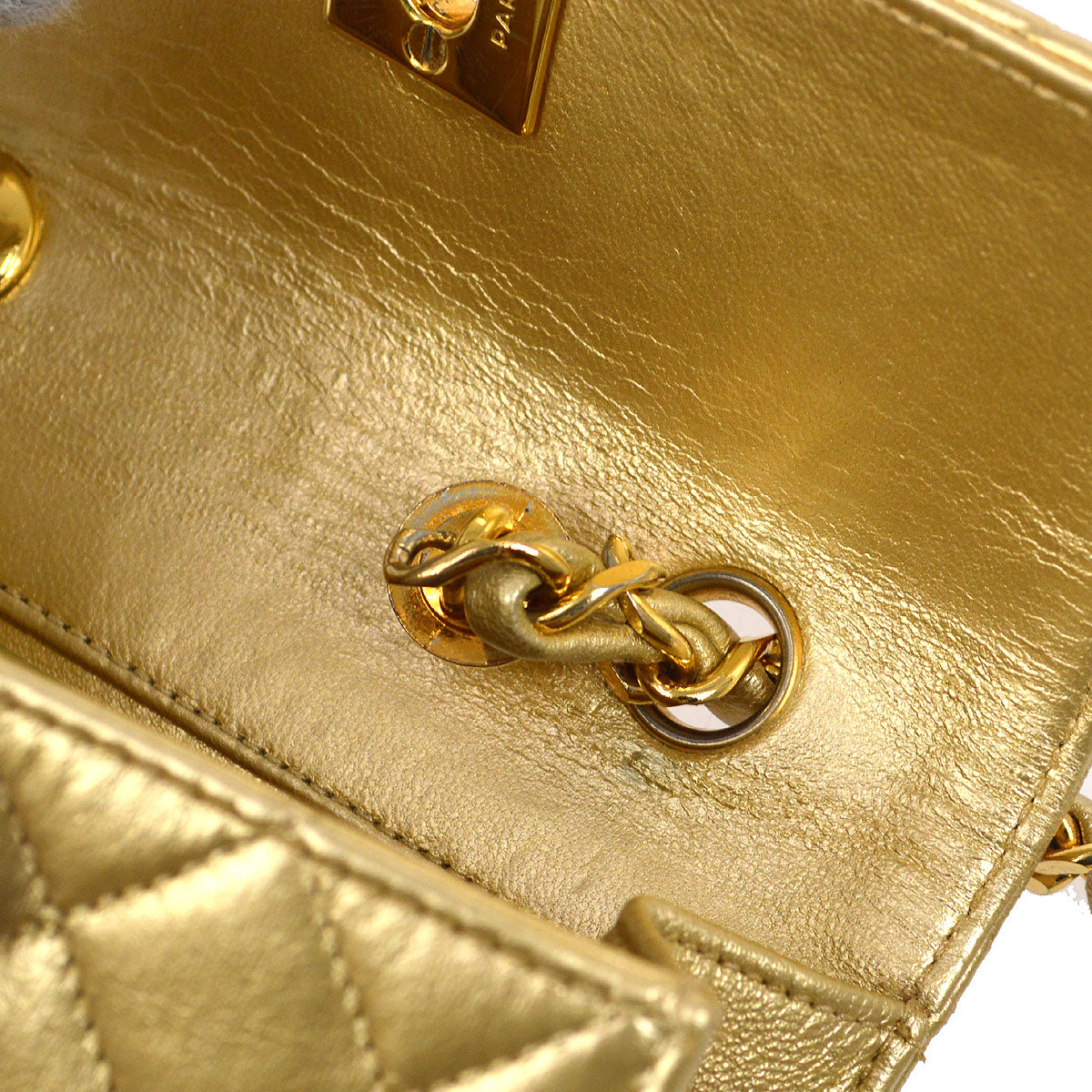 CHANEL Single Chain Mini Shoulder Bag Gold Lambskin A43855i