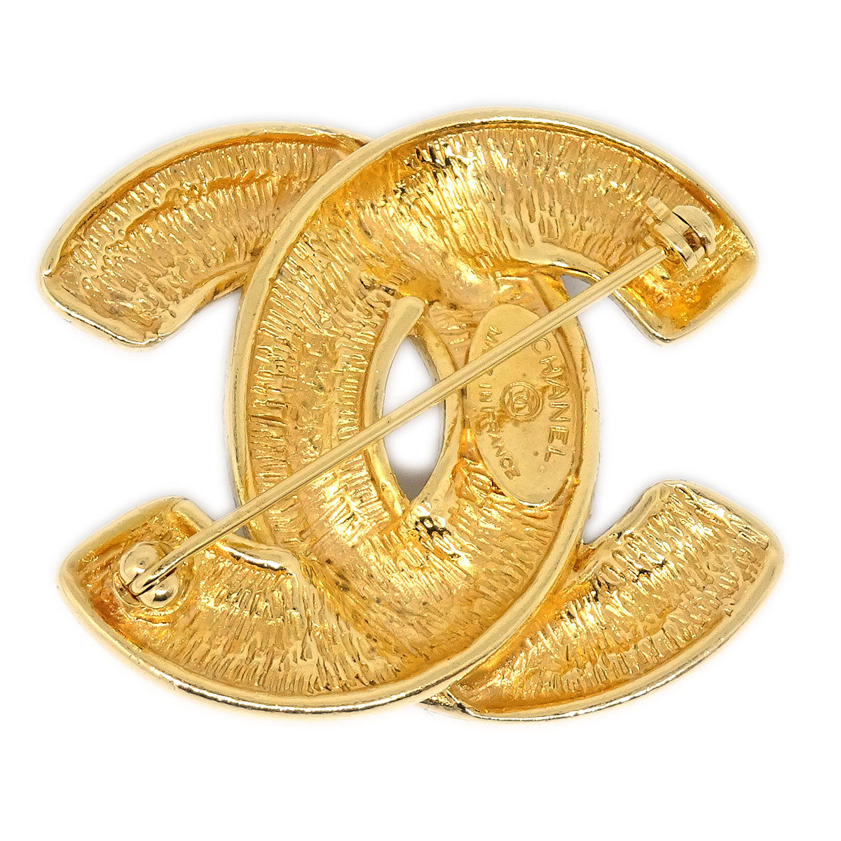 CHANEL Quilted CC Brooch Pin Gold 1153 AK38371g