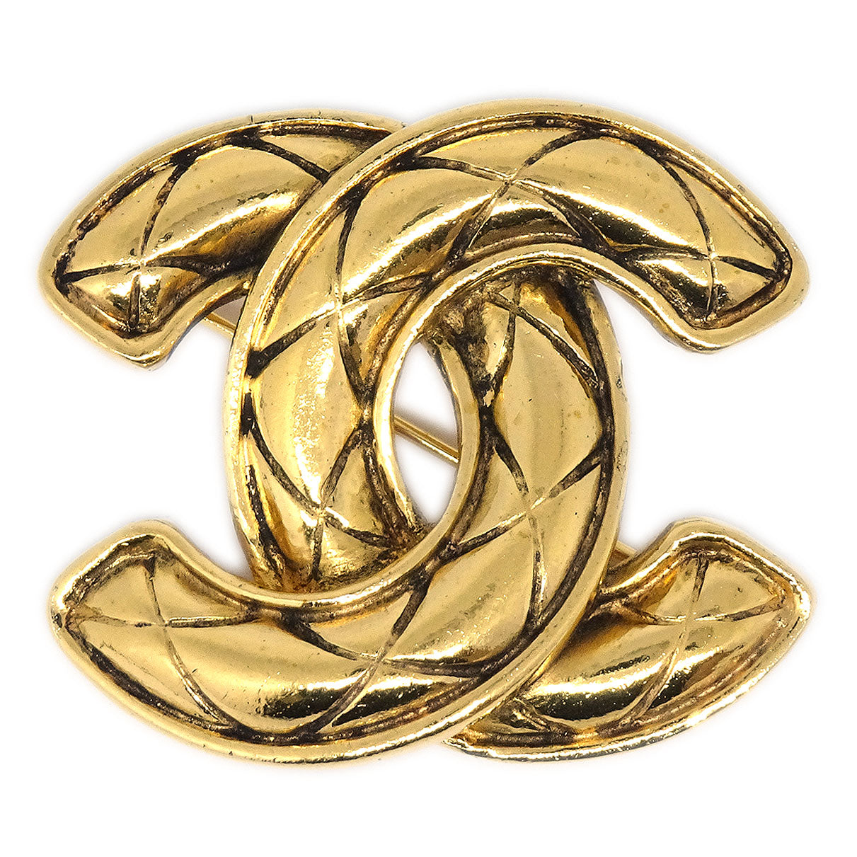 CHANEL Quilted Brooch Gold 1153 03194