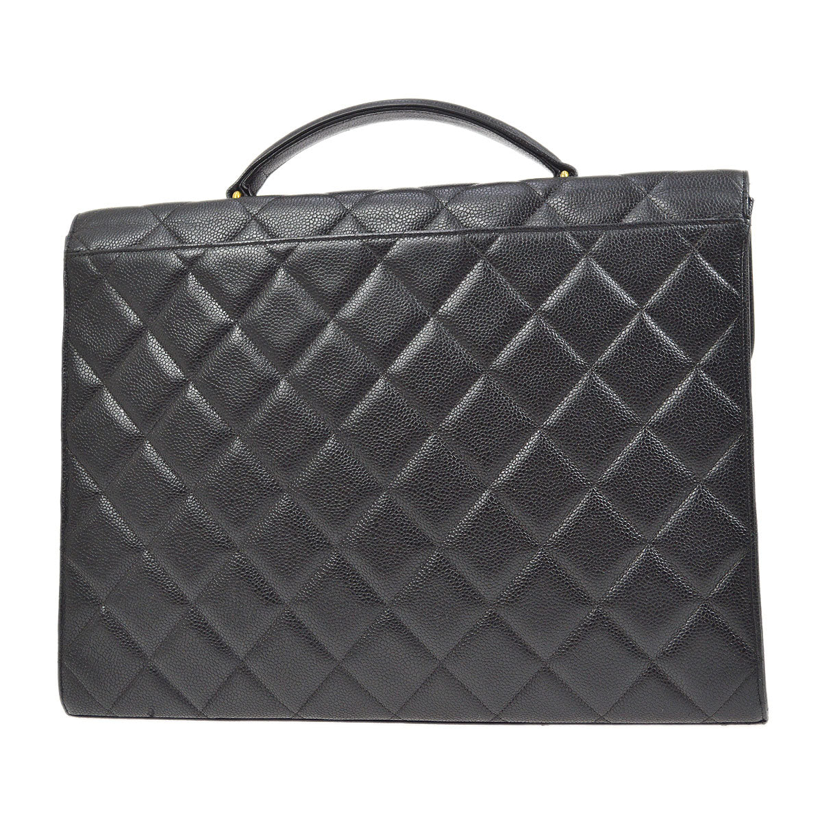 CHANEL Quilted Briefcase Business Hand Bag Black Caviar 51584