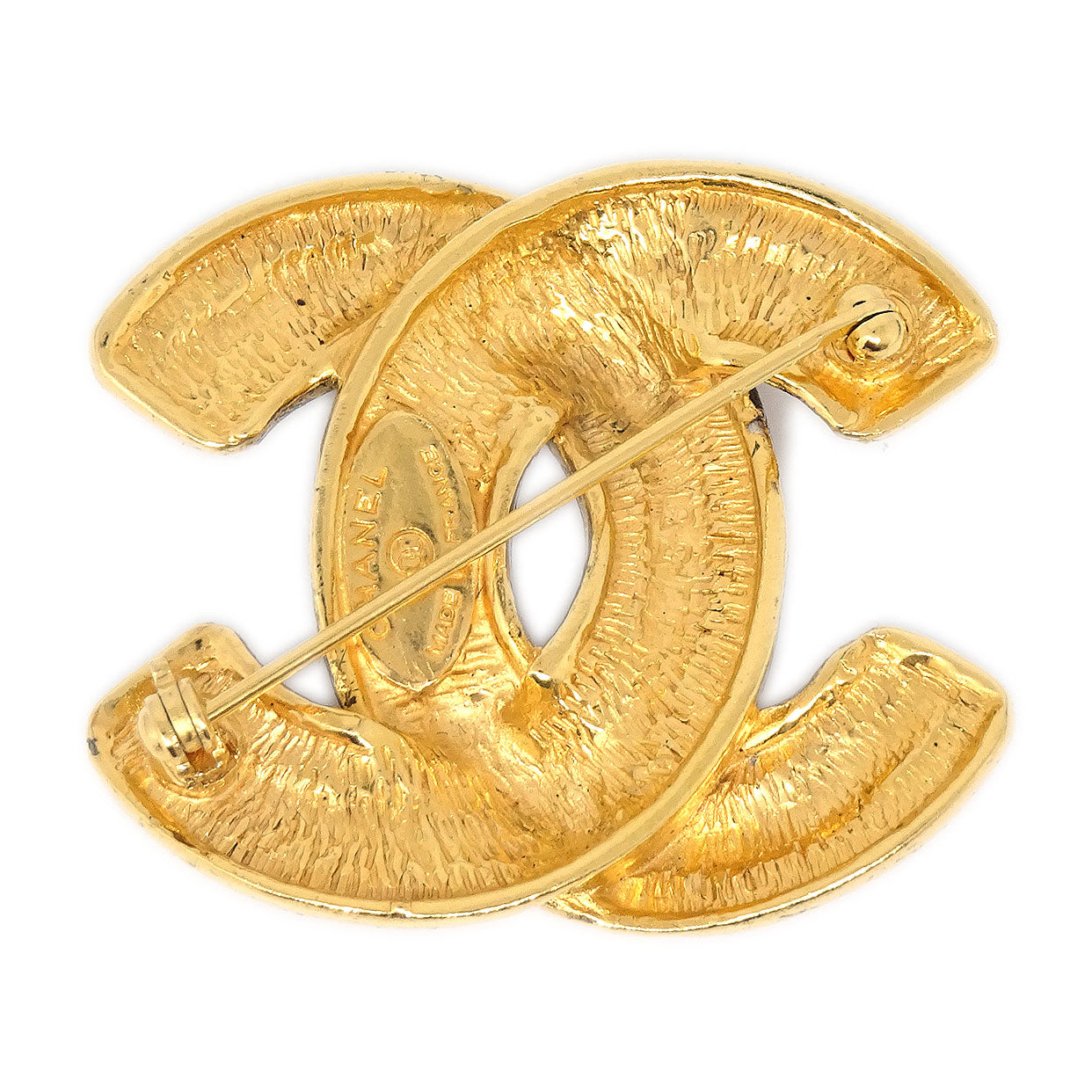 CHANEL Quilted CC Brooch Pin Gold 1153 63498