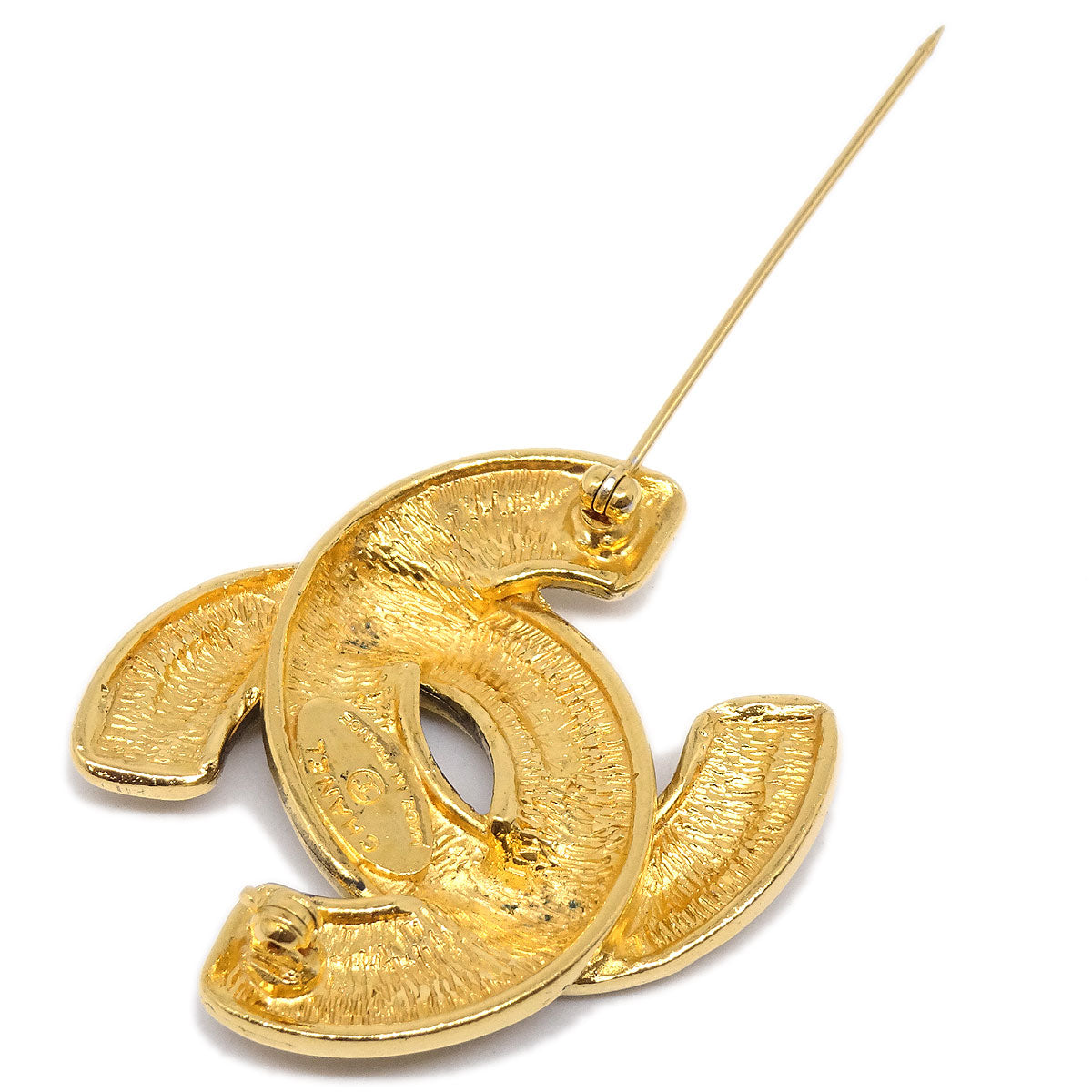 CHANEL Quilted CC Brooch Pin Gold 1153 94722