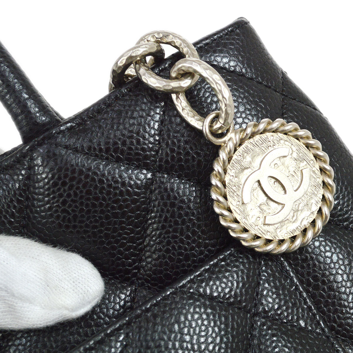 CHANEL 2000-2001 Black Caviar Medallion Tote 64488