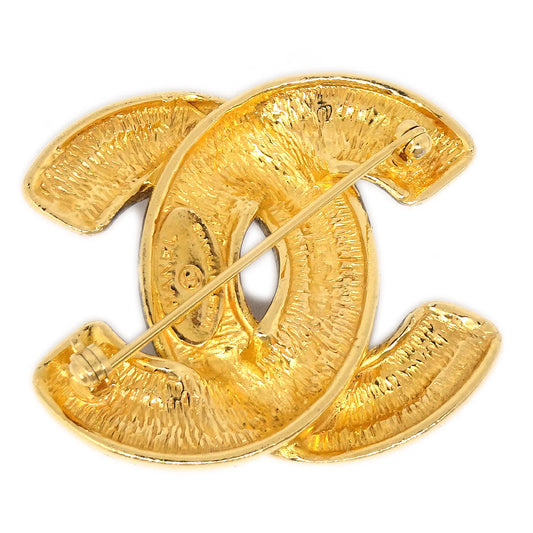 CHANEL Quilted CC Brooch Pin Corsage Gold 1153 75113