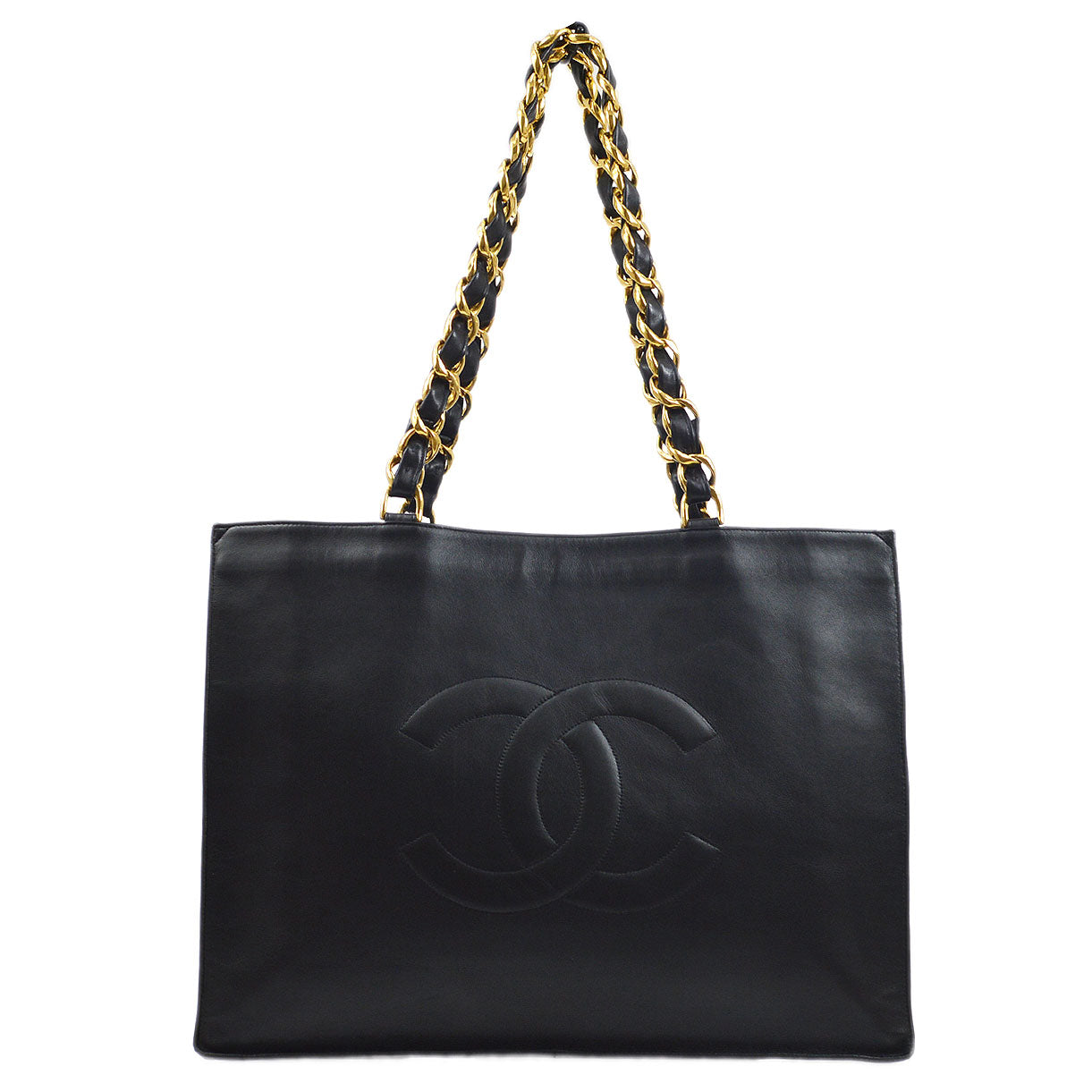 CHANEL 1996-1997 XL Tote Bag Black Lambskin 75088