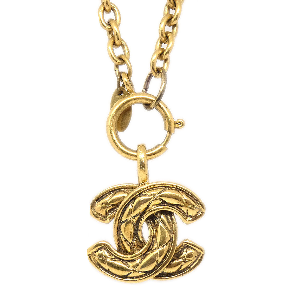 CHANEL Quilted CC Gold Chain Pendant Necklace 3857 65491