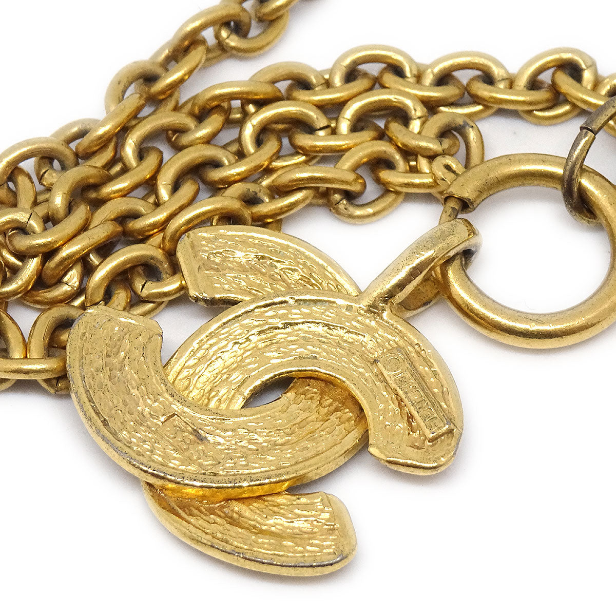 CHANEL Quilted CC Gold Chain Pendant Necklace 3857 65491