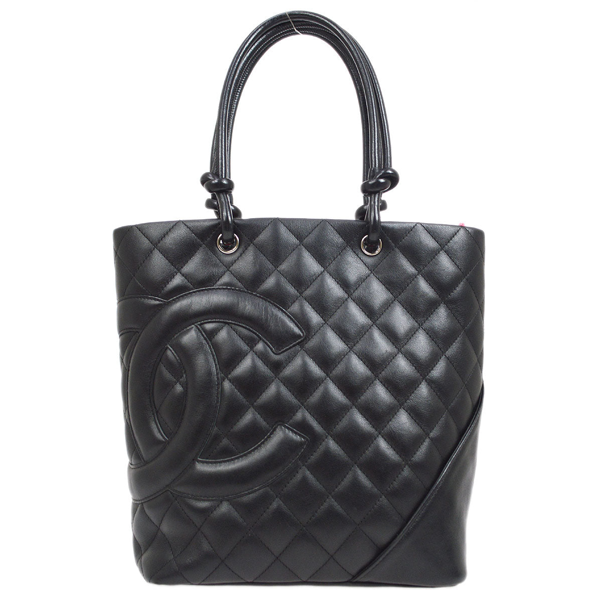 CHANEL 2004-2005 Cambon Ligne Tote Bag Black Calfskin 54803