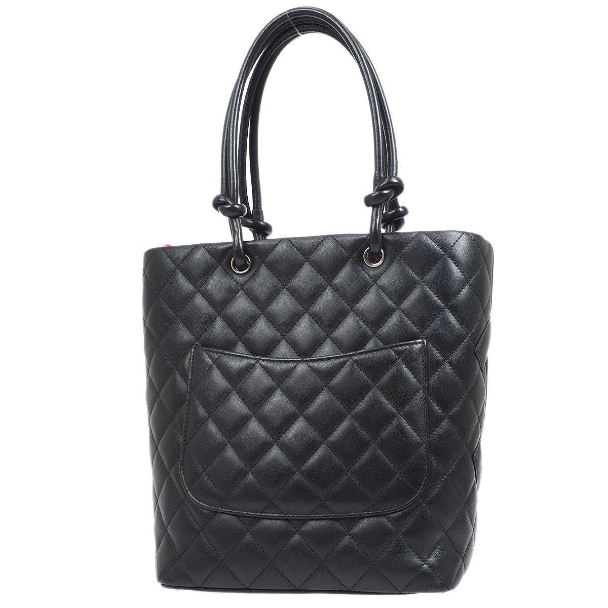 CHANEL 2004-2005 Cambon Ligne Tote Bag Black Calfskin 54803