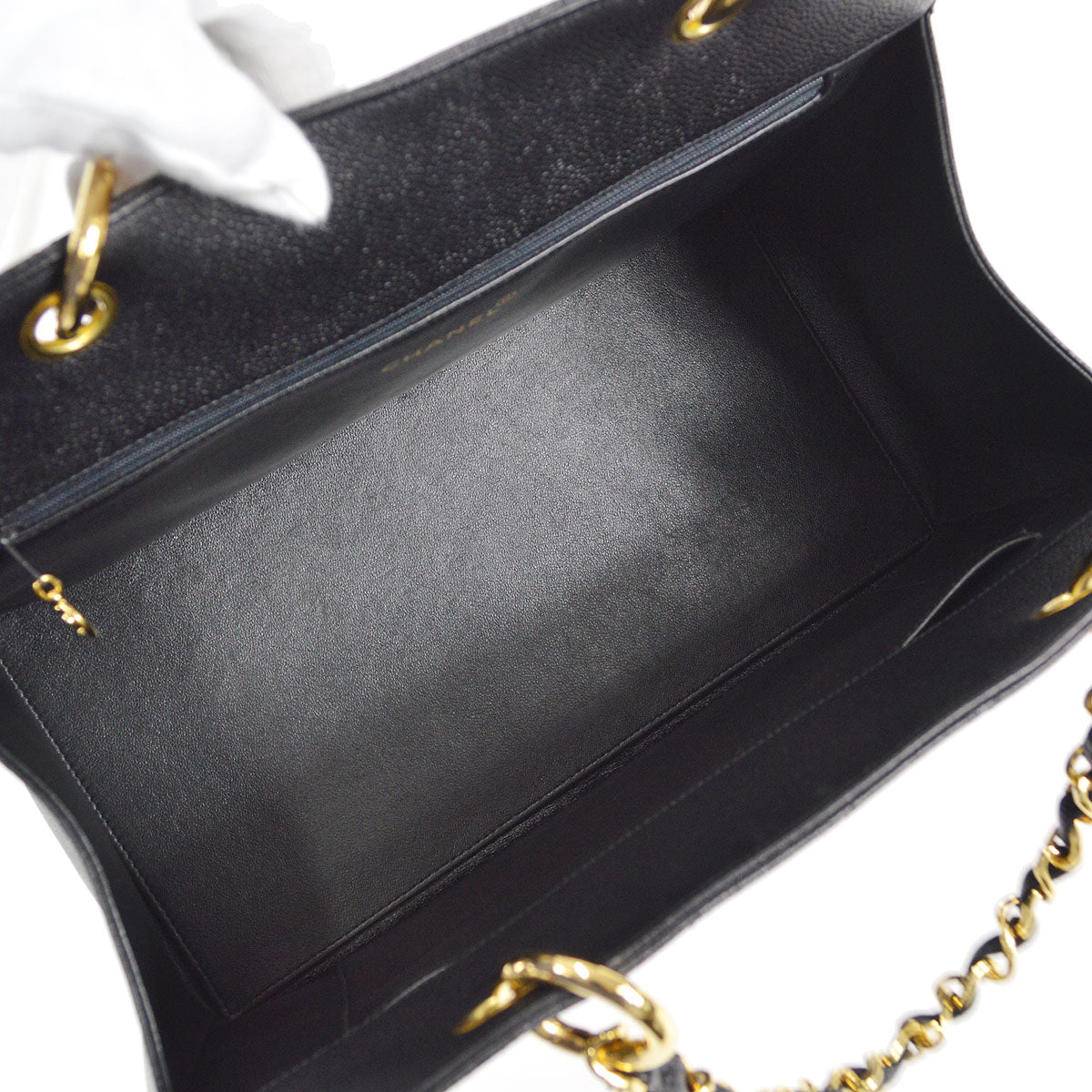 CHANEL 1994-1996 Chain Tote Bag Black Caviar