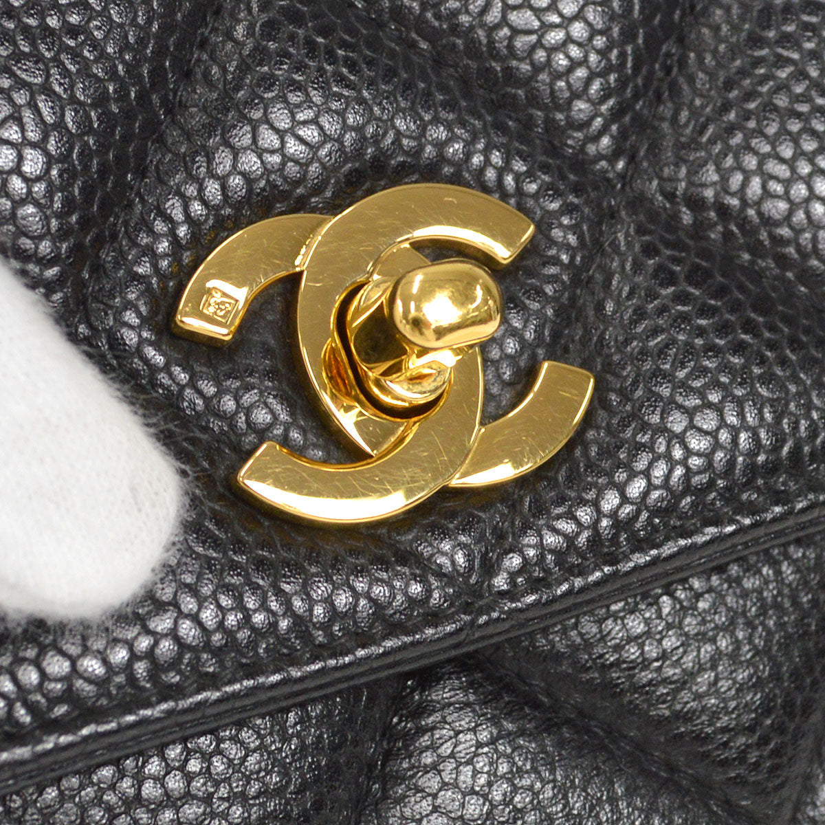 CHANEL Single Chain Shoulder Bag Black Caviar 48514