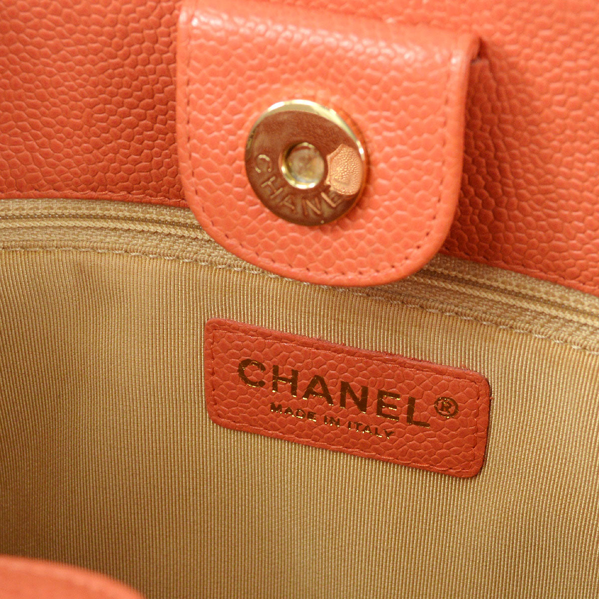 CHANEL 2003-2004 Petite Shopping Tote PST Pink Orange Caviar