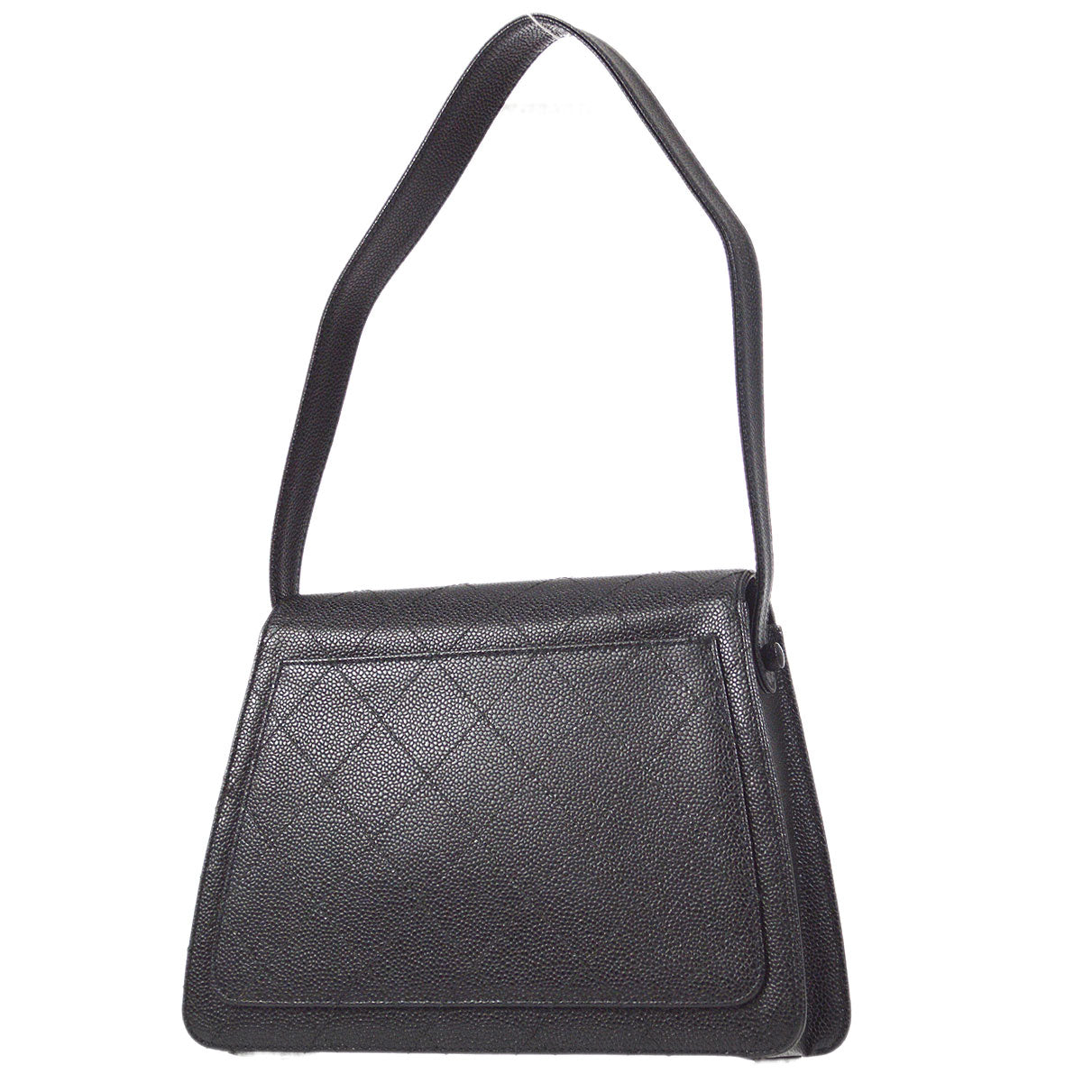 CHANEL Quilted Handbag Black Caviar 48754