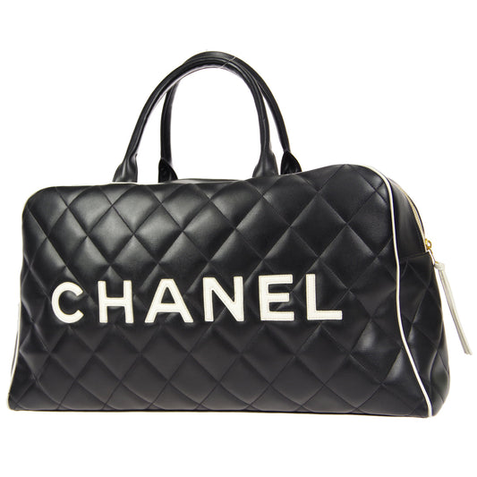 CHANEL Quilted Handbag Black Lambskin