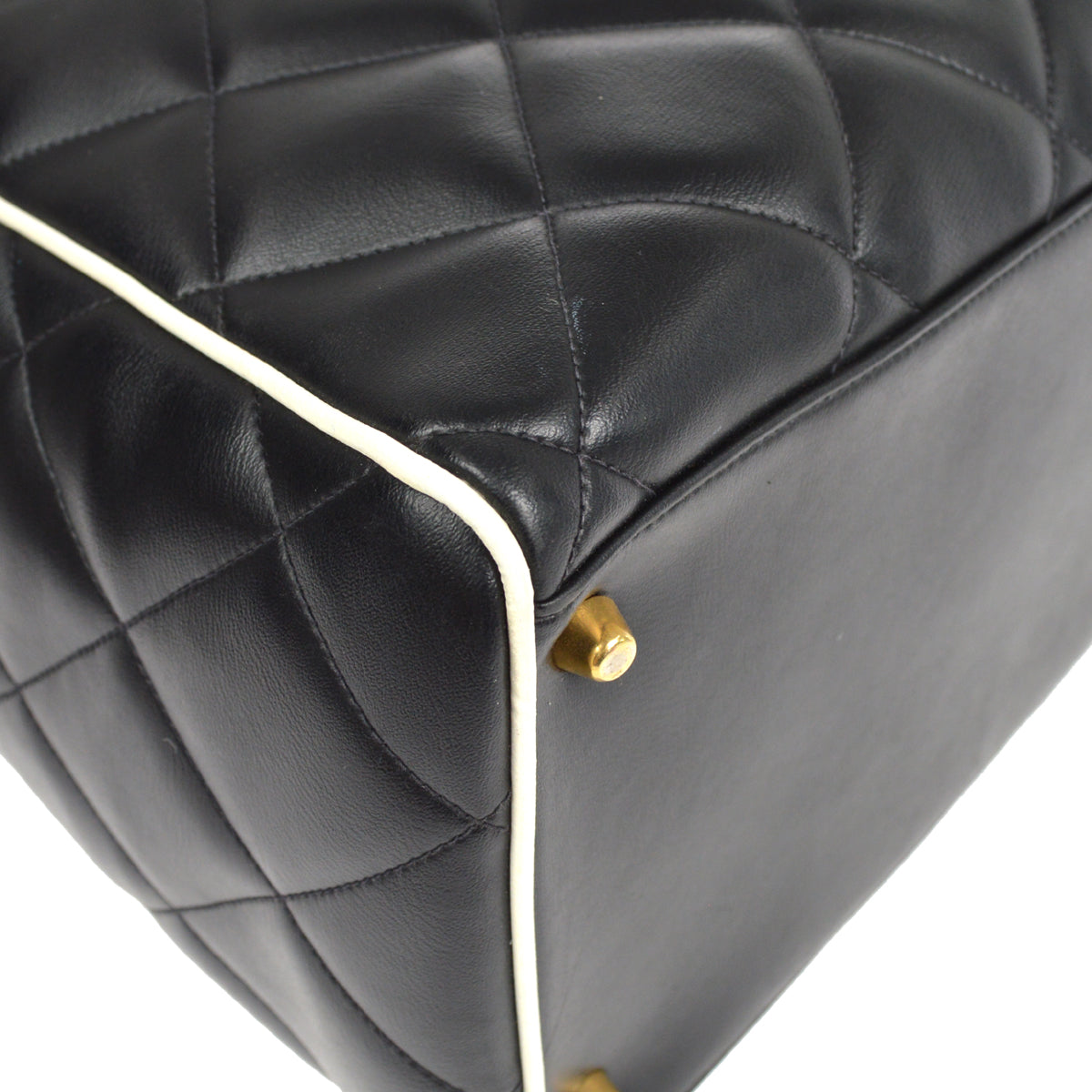 CHANEL Quilted Handbag Black Lambskin