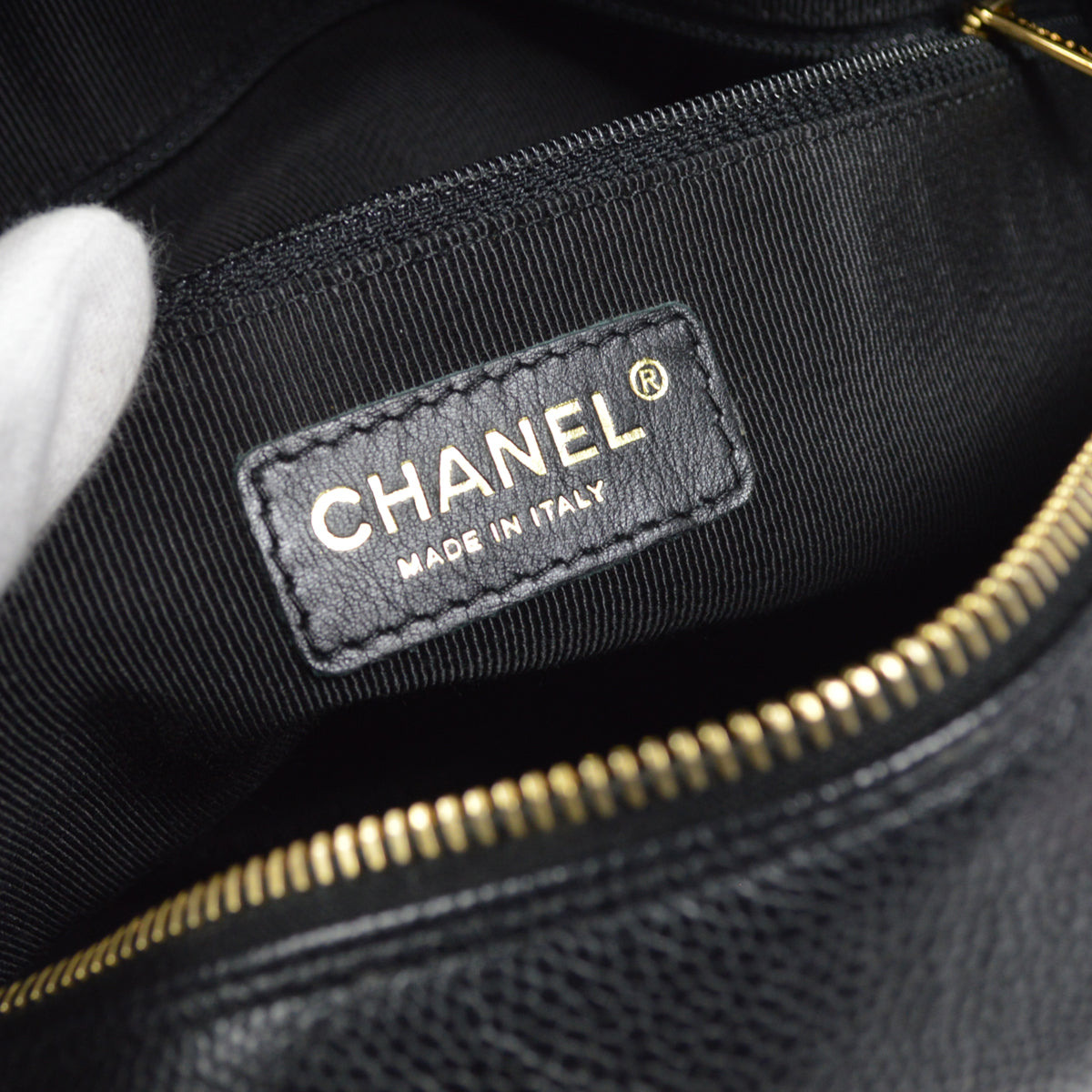 CHANEL Quilted Handbag Black Caviar