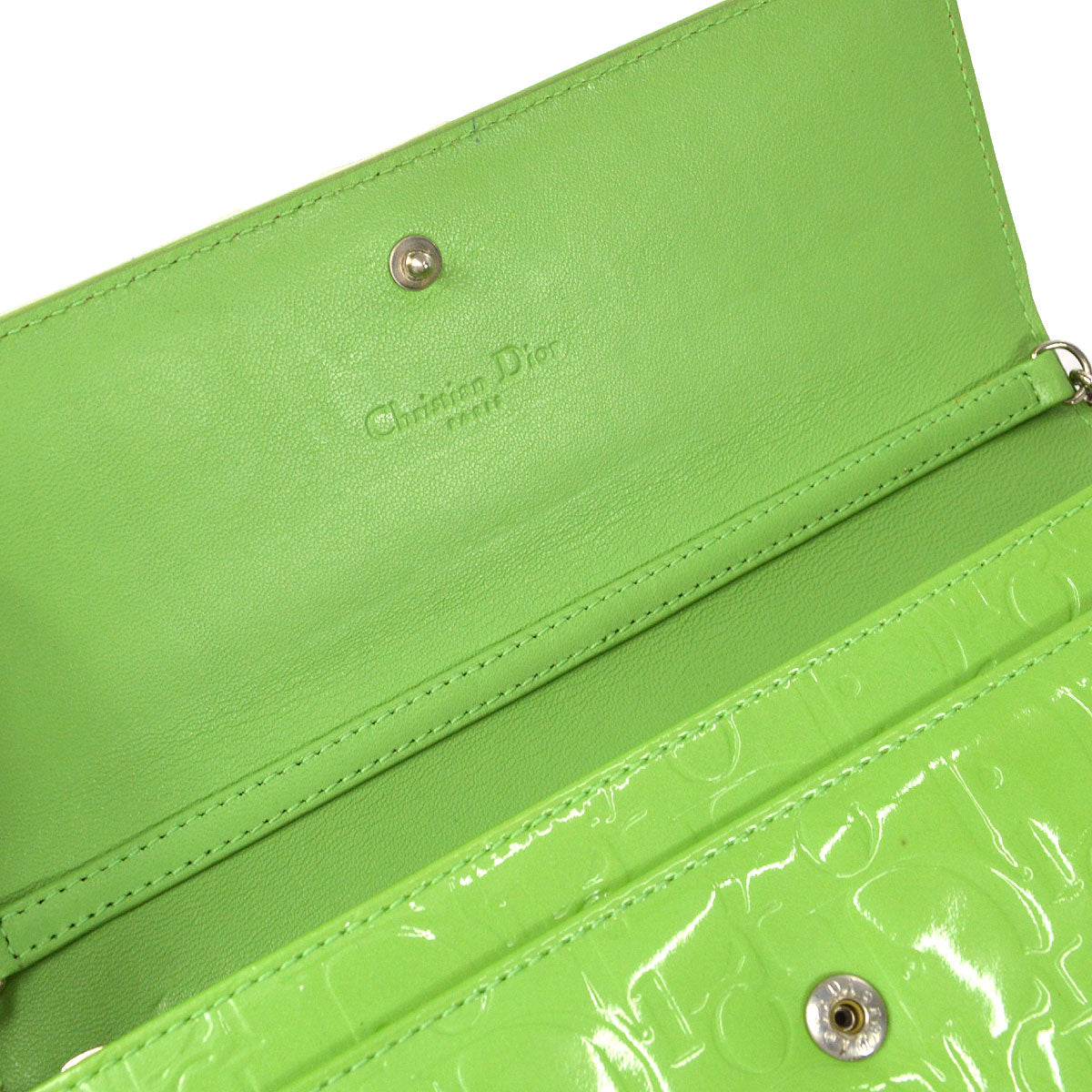 Christian Dior 2009 Trotter Chain Wallet Light Green 28012