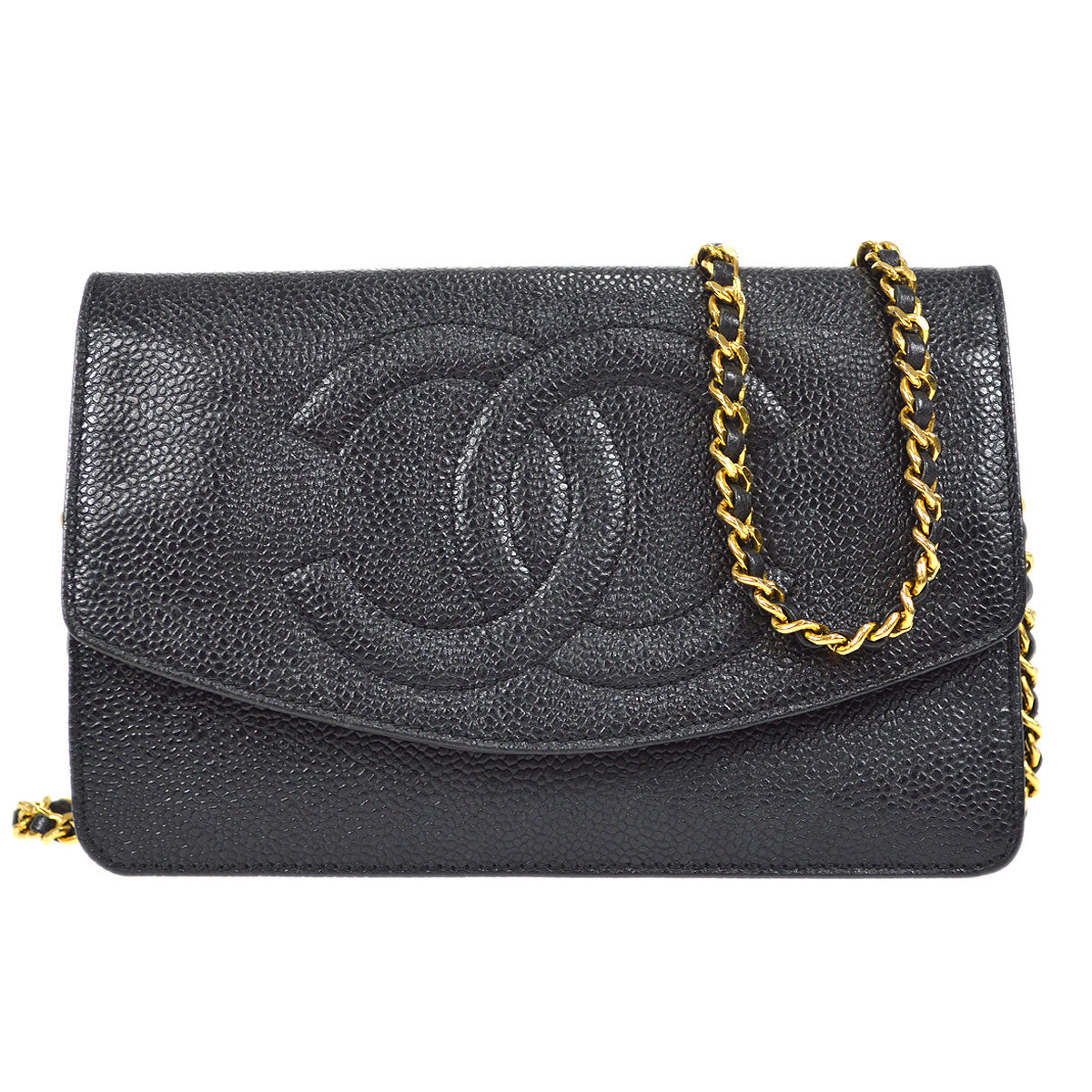 CHANEL WOC Chain Shoulder Wallet Bag Black Caviar