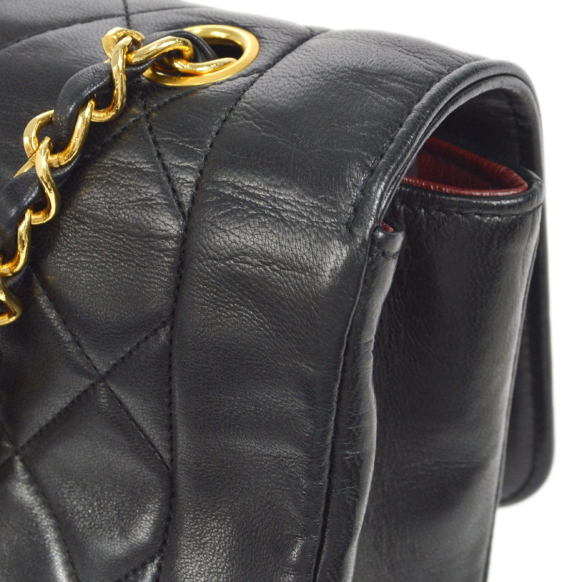 CHANEL Single Chain Shoulder Bag Black Lambskin