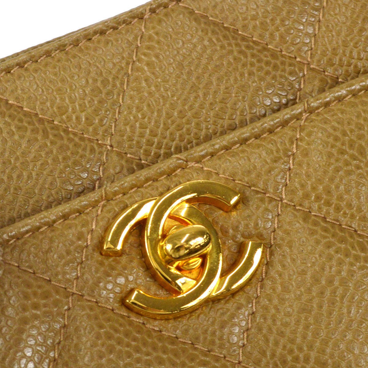 CHANEL Single Chain Shoulder Bag Beige Caviar