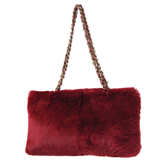 CHANEL 2000-2001 Chain Tote Bordeaux Fur 66394