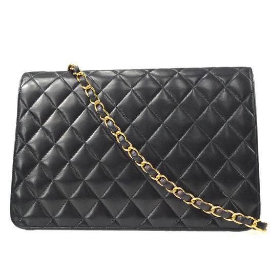 CHANEL Single Chain Shoulder Bag Black Lambskin 66337