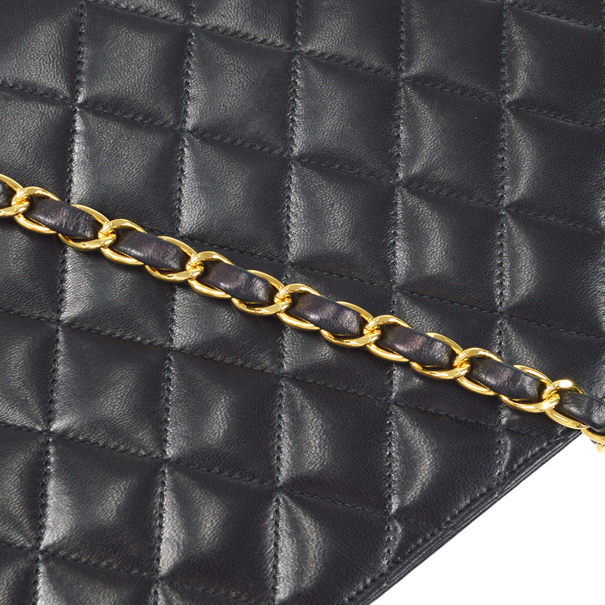 CHANEL Single Chain Shoulder Bag Black Lambskin 66337