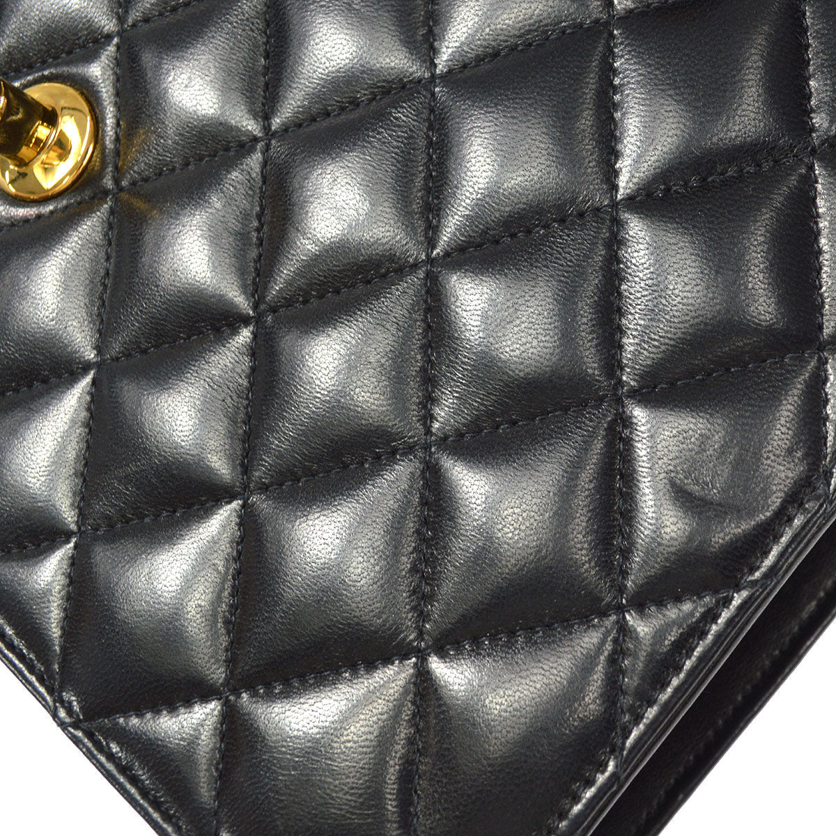 CHANEL Single Chain Shoulder Bag Black Lambskin 66337