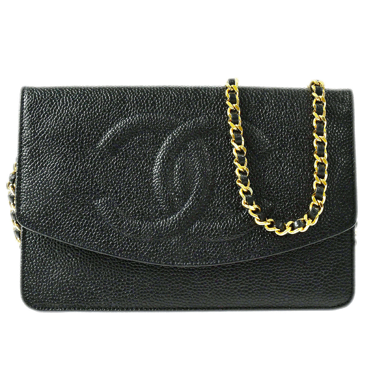 CHANEL WOC Chain Shoulder Wallet Bag Black Caviar 49036