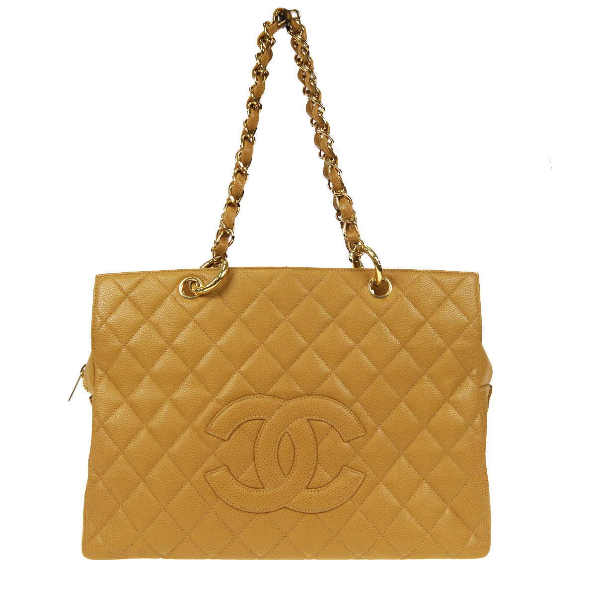 CHANEL 2003-2004 Grand Shopping Tote GST Beige Caviar 76944