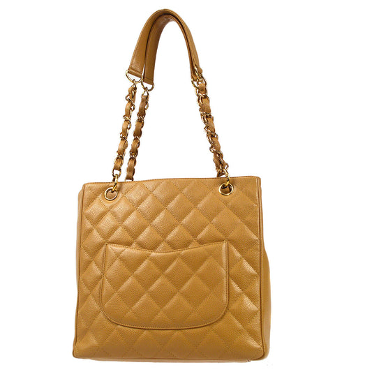 CHANEL 2004-2005 Petite Shopping Tote PST Beige Caviar 97426