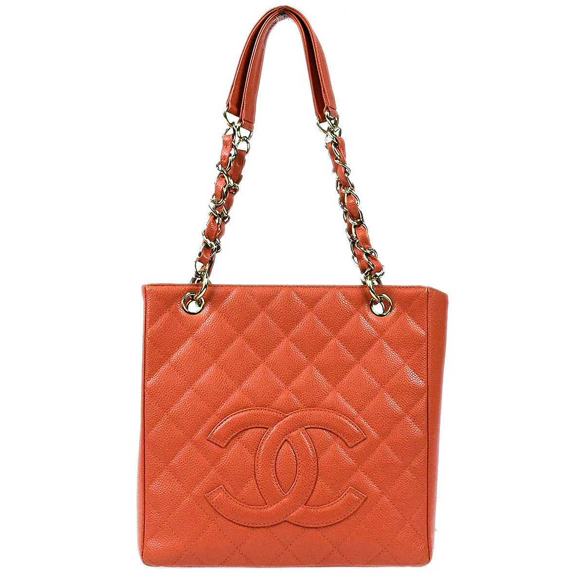 CHANEL 2003-2004 Petite Shopping Tote PST Peach Orange Caviar 97427