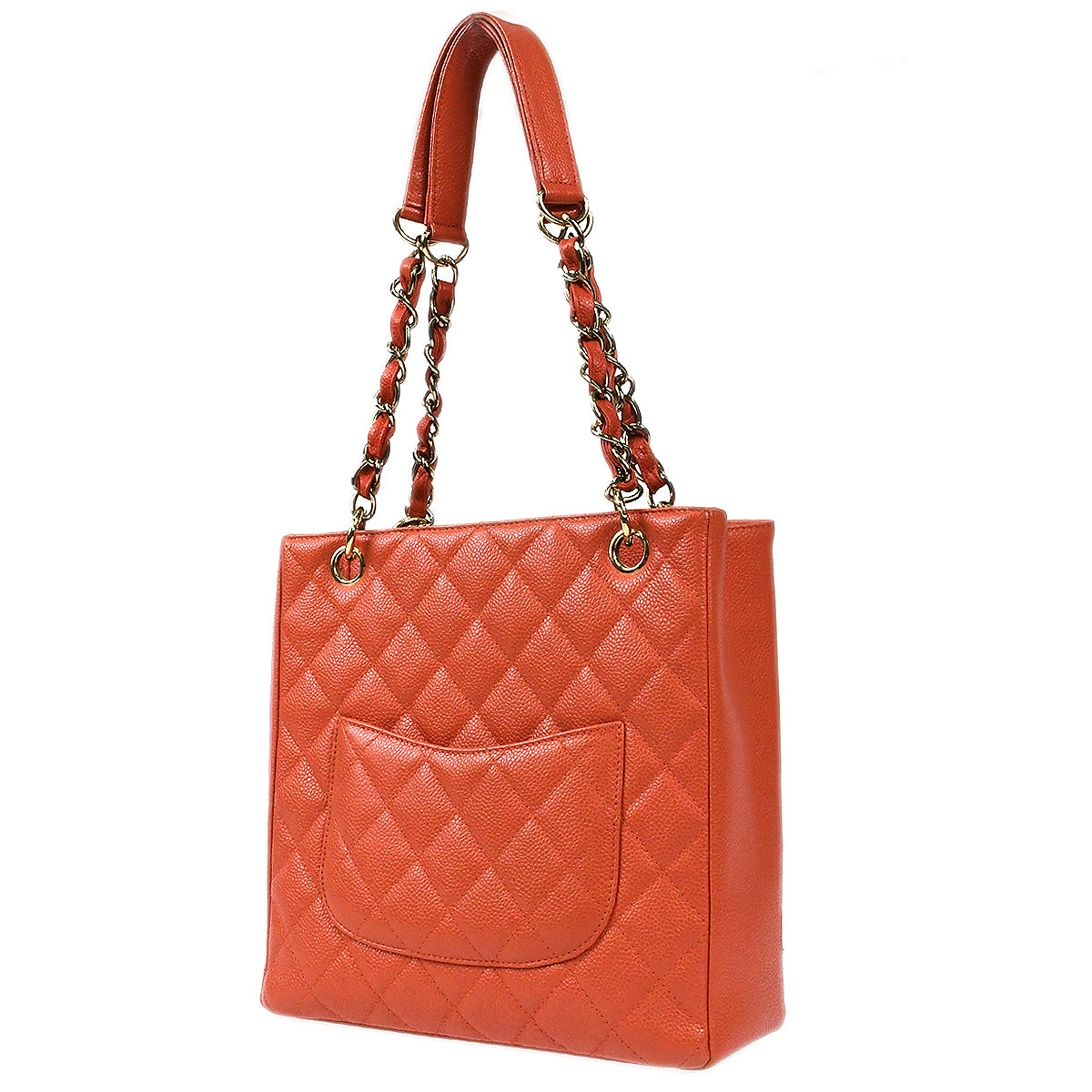 CHANEL 2003-2004 Petite Shopping Tote PST Peach Orange Caviar 97427