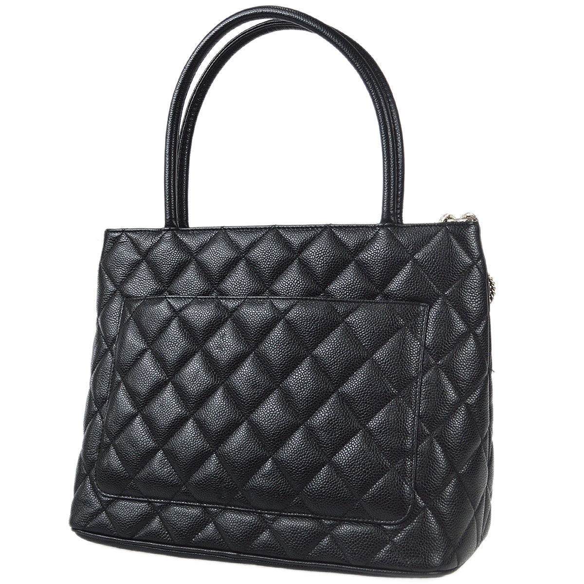 CHANEL 2001-2003 Medallion Tote SHW Black Caviar 67999