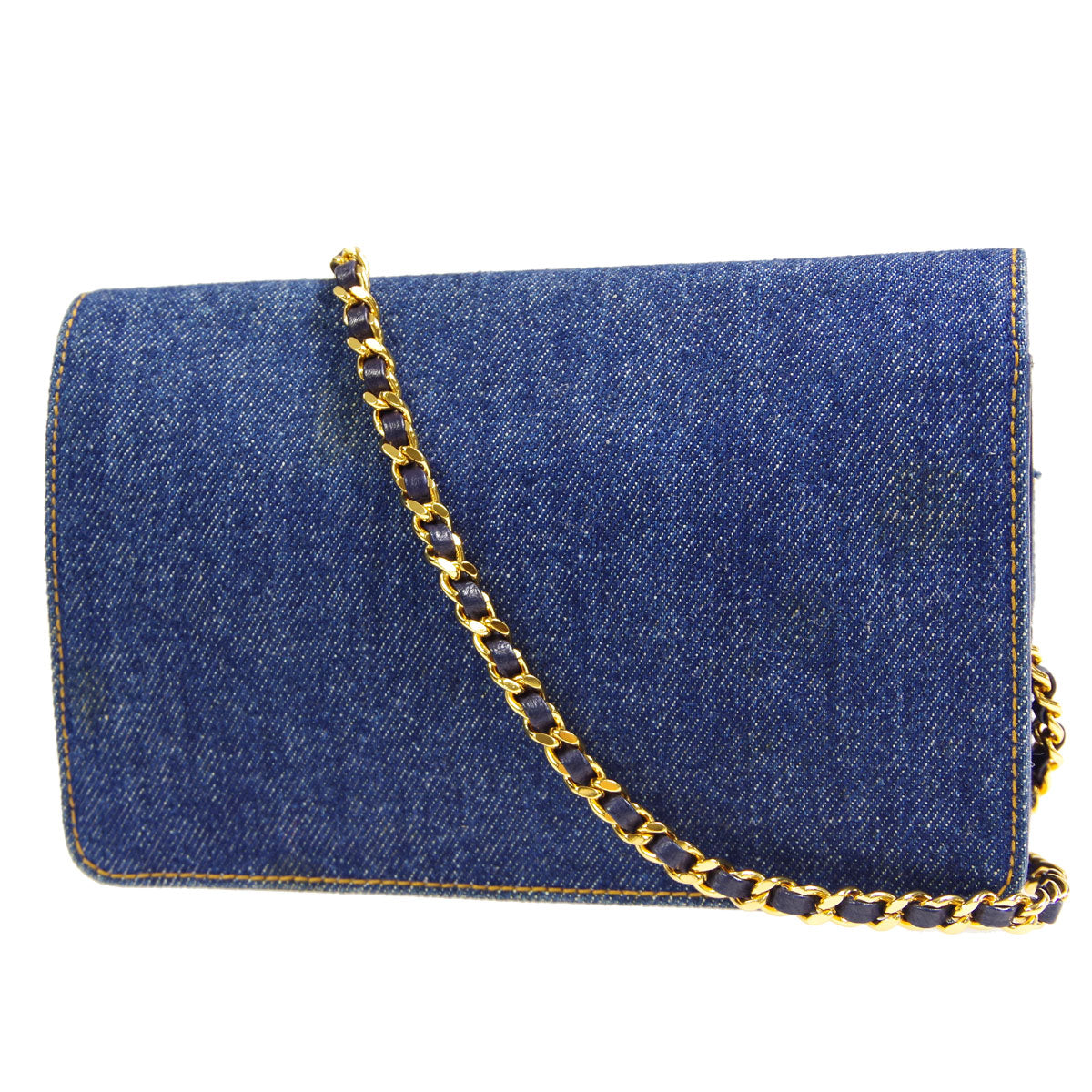 CHANEL WOC Chain Shoulder Wallet Bag Indigo Denim 68157