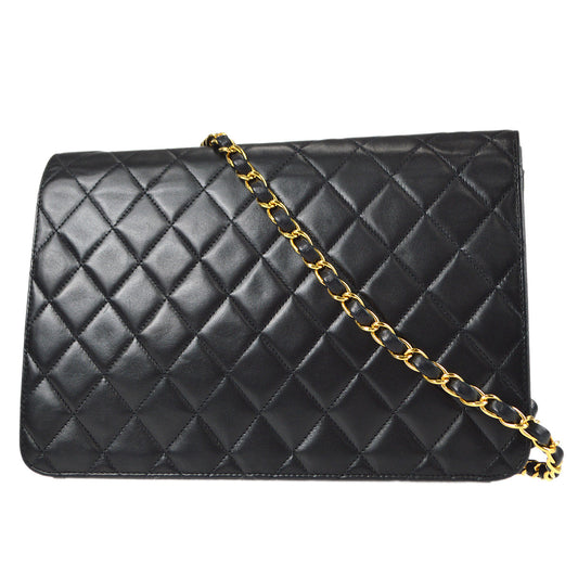 CHANEL Single Chain Shoulder Bag Black Lambskin 66899