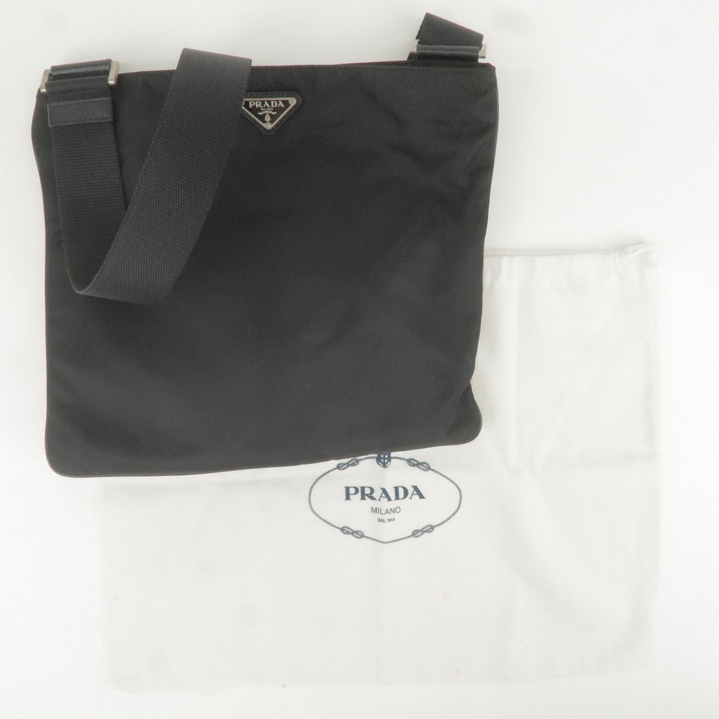 Prada Nylon Leather Shoulder Bag Crossbody Bag NERO Black