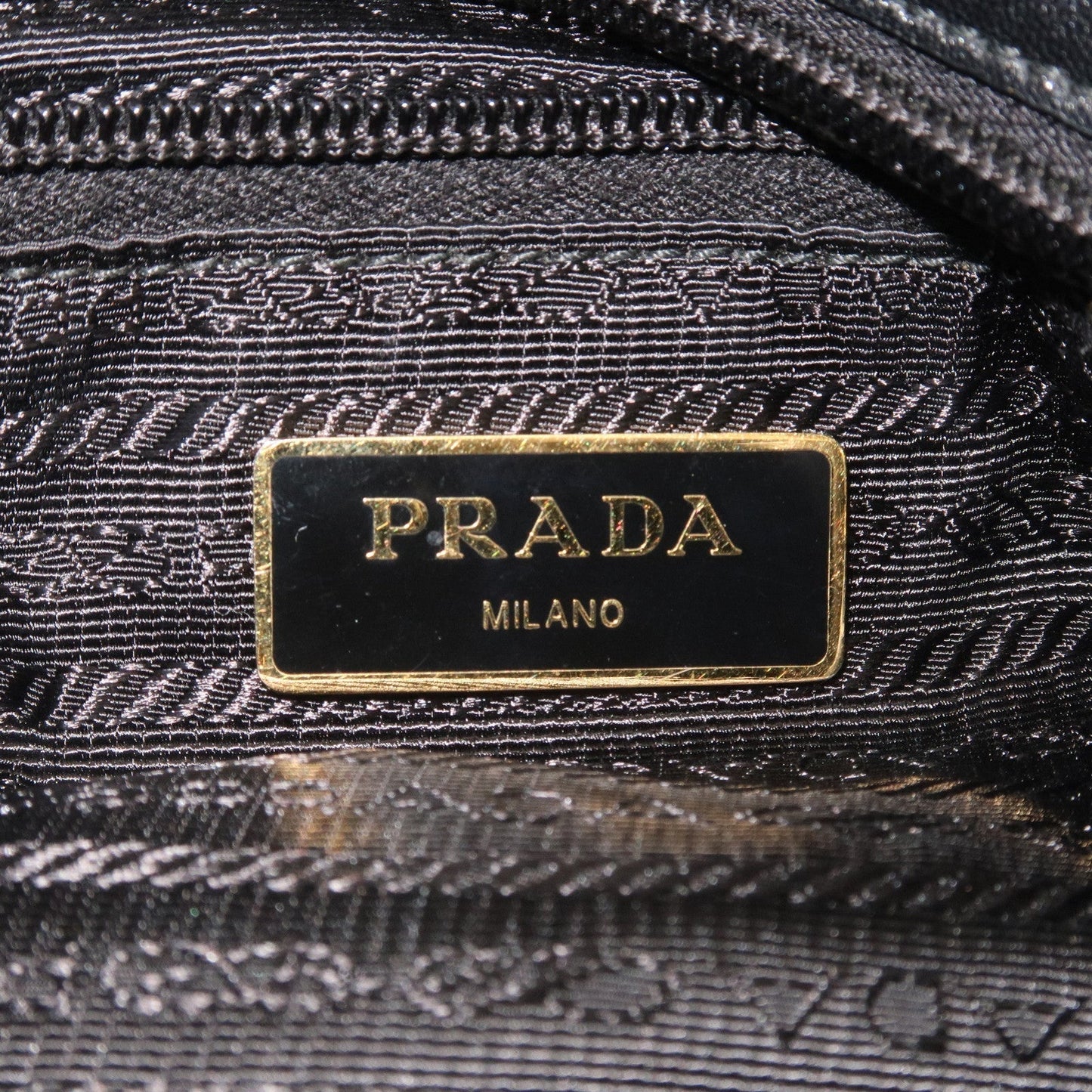 Prada Nylon Leather Gather Hand Bag Shoulder Bag Black