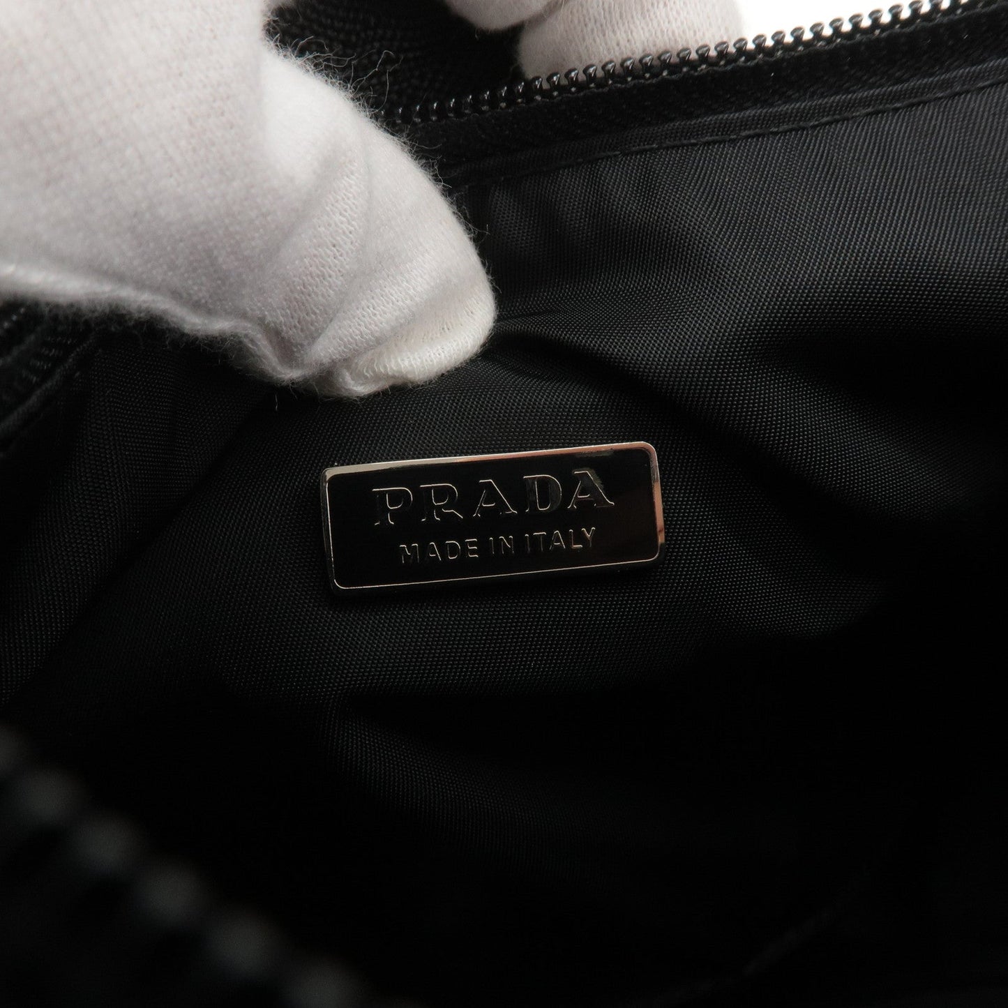 Prada Logo Nylon Hand Bag Shoulder Bag Pouch Purse Black MV515