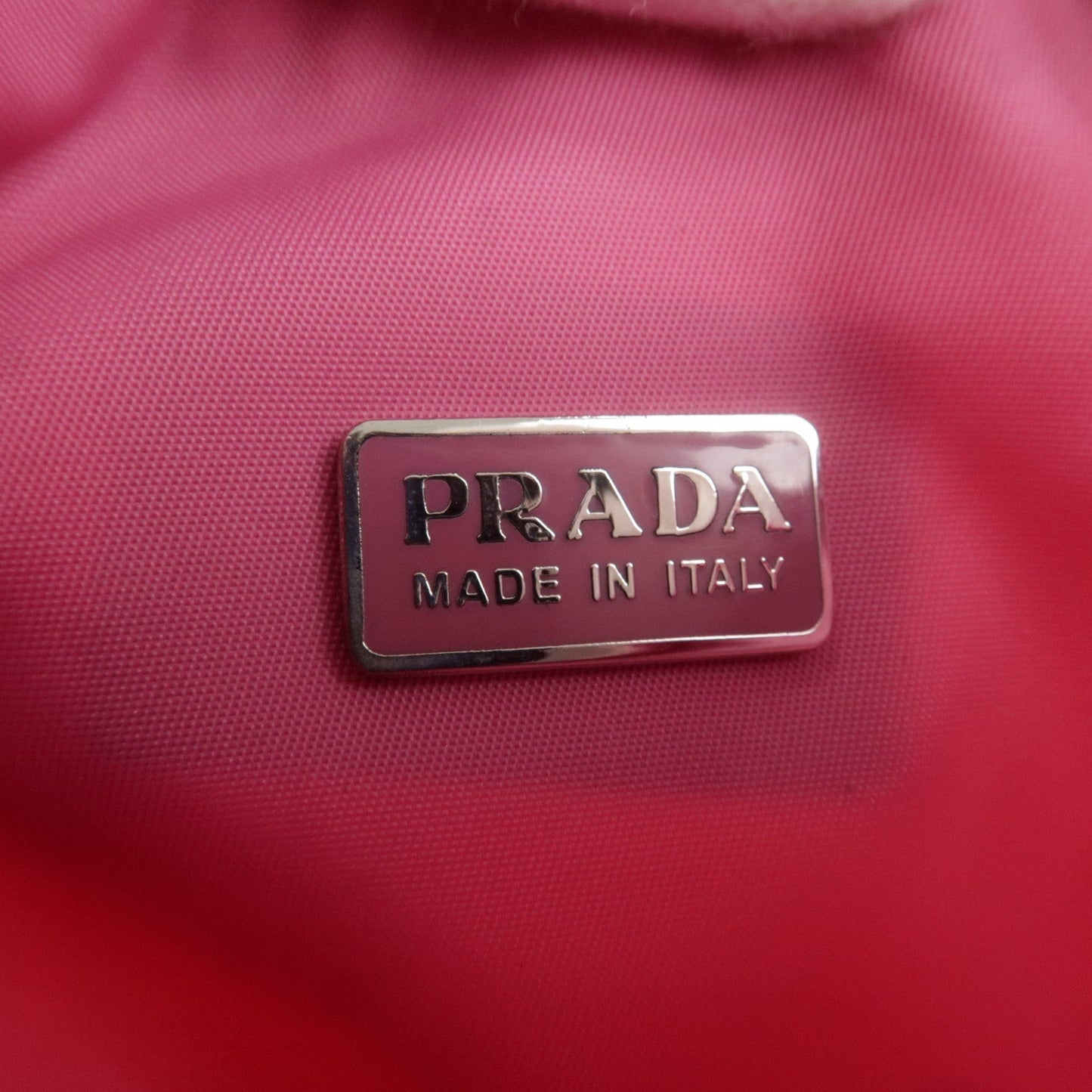 Prada Logo Nylon Hand Bag Shoulder Bag Pouch Purse Pink MV515